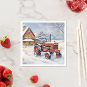 Old Traktor und Barn Snowy Winter Farm Weihnachten Serviette (Beispiel)