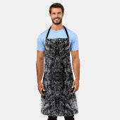 Old Tree Bark Black And White Photo Pattern Design Schürze (Getragen)