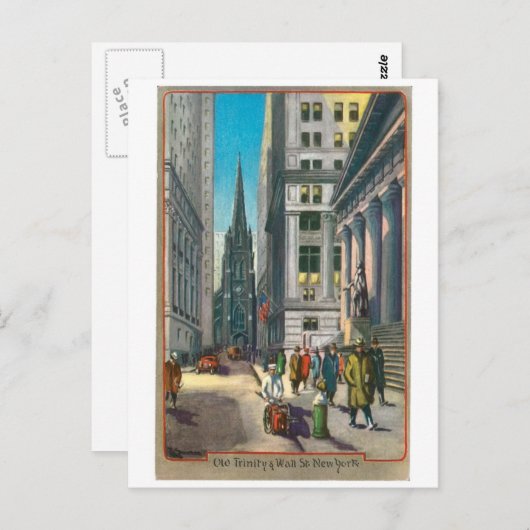 Old Trinity & Wall Street, New York Postkarte (Vorne/Hinten)