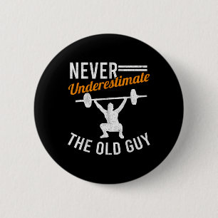 Old Typ Weightlift Opa Gym Großvater Körper Button