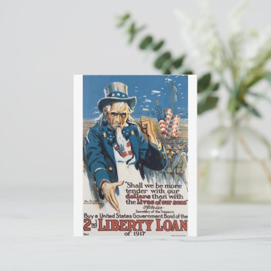 Old "Uncle Sam" U.S. War Poster circa 1917 Postkarte (Stehend Vorderseite)
