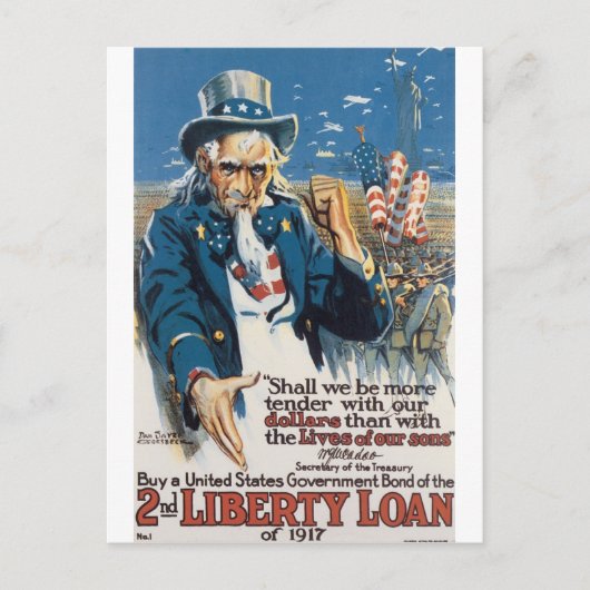Old "Uncle Sam" U.S. War Poster circa 1917 Postkarte (Vorderseite)