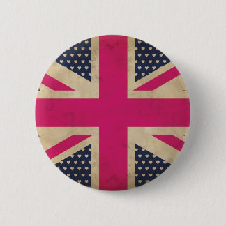 Old Union Jack in Pink Flag Button Abzeichen