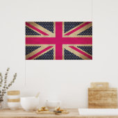 Old Union Jack in Pink Flag Poster/Print Poster (Küche)