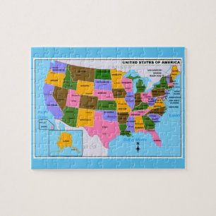 OLD USA Map mit Staat Hauptstädte und Golf von Mex Puzzle