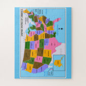 OLD USA Map mit Staat Hauptstädte und Golf von Mex Puzzle (Vertikal)