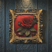 Old Victorian Black with Red Rose Leinwanddruck