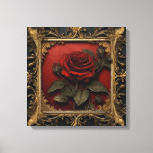 Old Victorian Black with Red Rose Leinwanddruck (Vorderseite)