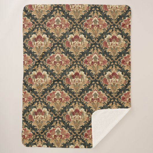Old Victorian Damask Pattern Sherpadecke (Vorderseite)