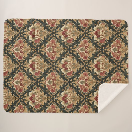 Old Victorian Damask Pattern Sherpadecke (Vorderseite (Horizontal))
