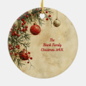 Old Victorian Rustic Family Personalized Keramik Ornament (Hinten)