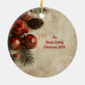 Old Victorian Rustic Family Personalized Keramik Ornament (Hinten)