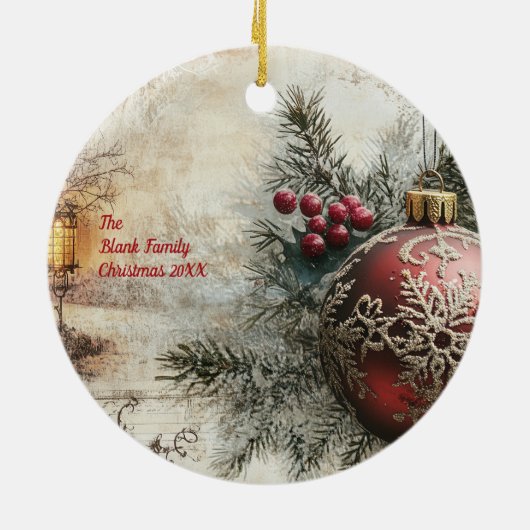 Old Victorian Rustic Family Personalized Keramik Ornament (Hinten)