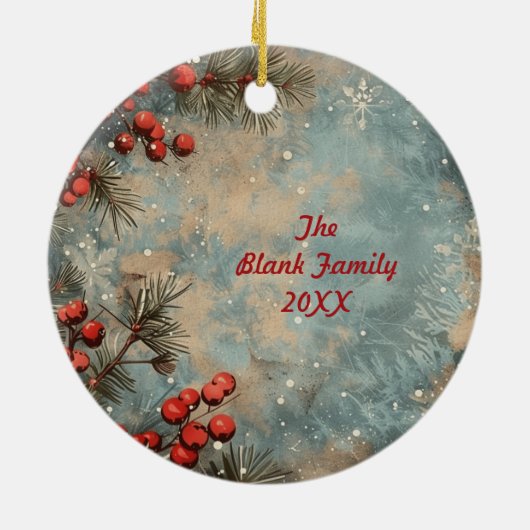 Old Victorian Rustic Family Personalized Keramik Ornament (Hinten)