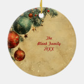 Old Victorian Rustic Family Personalized Keramik Ornament (Hinten)