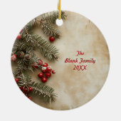 Old Victorian Rustic Family Personalized Keramik Ornament (Hinten)