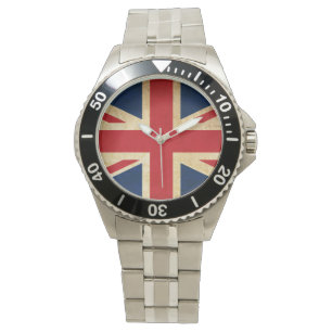 Old Vintag Grunge United Flag Union Jack Armbanduhr