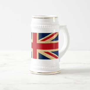 Old Vintag Grunge United Flag Union Jack Bierglas