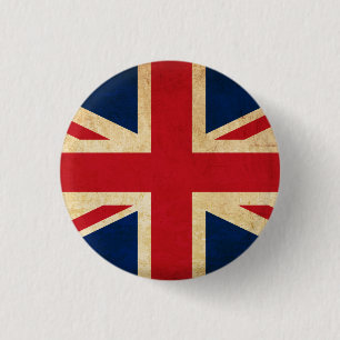 Old Vintag Grunge United Flag Union Jack Button
