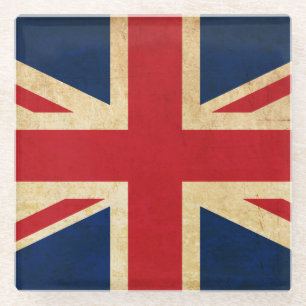 Old Vintag Grunge United Flag Union Jack Glasuntersetzer