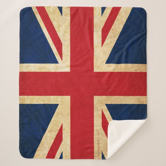 Old Vintag Grunge United Flag Union Jack Sherpadecke (Vorderseite)