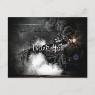 Old Vintag Steam Train Locomotive Vielen Dank Postkarte