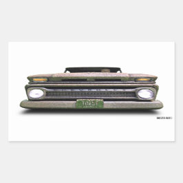 Old Vintage Rat Rod Pickup Truck Zombie Driver Rechteckiger Aufkleber