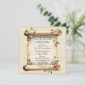 Old Vintage Scroll 25 Years Vow Renewal Invitation (Stehend Vorderseite)
