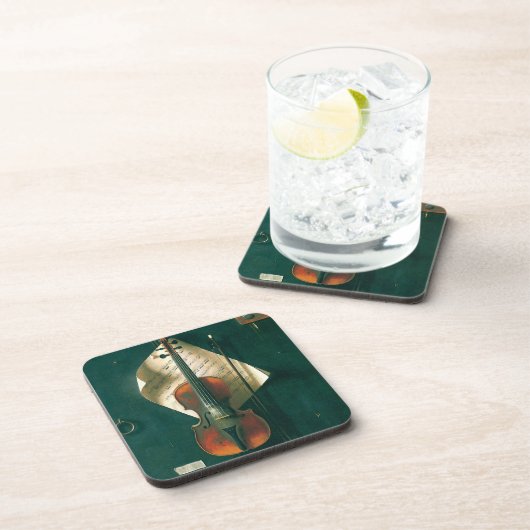 Old Violin Still Life von William Michael Harnett Getränkeuntersetzer (Rechte Seite)