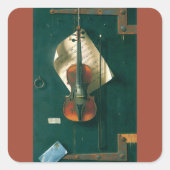 Old Violin Still Life von William Michael Harnett Quadratischer Aufkleber (Vorderseite)
