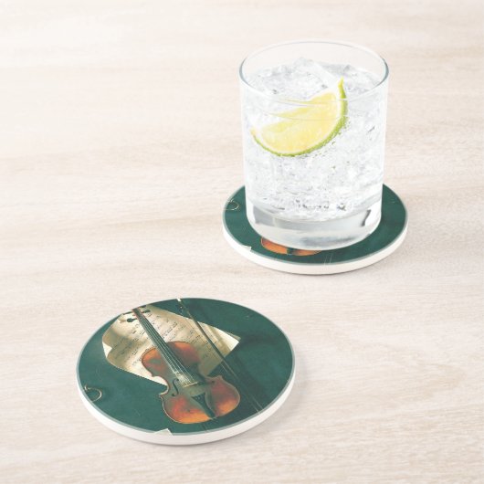 Old Violin Still Life von William Michael Harnett Sandstein Untersetzer (Seite)