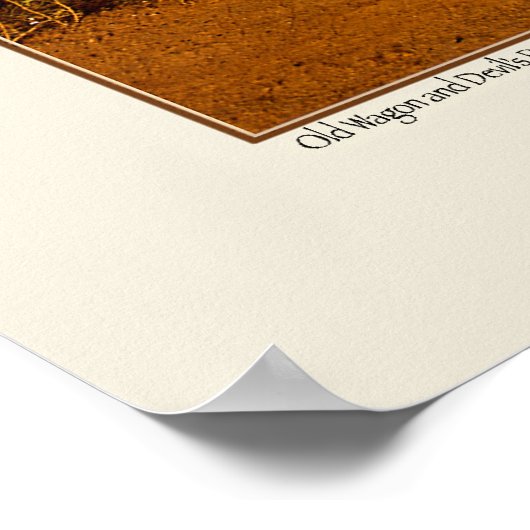 Old Wagon and Devil's Peak - Wyoming Poster (Ecke)