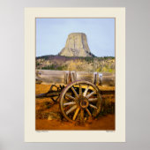 Old Wagon and Devil's Peak - Wyoming Poster (Vorne)
