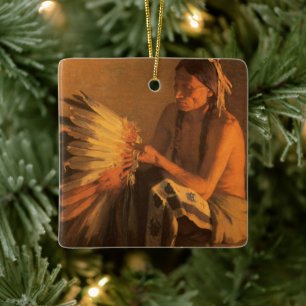 Old War Bonnet von Joseph Henry Sharp Keramikornament