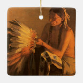 Old War Bonnet von Joseph Henry Sharp Keramikornament (Rückseite)