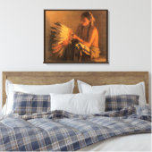 Old War Bonnet von Joseph Henry Sharp Leinwanddruck (Insitu (Schlafzimmer))