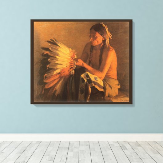 Old War Bonnet von Joseph Henry Sharp Leinwanddruck (Insitu (Holzboden))