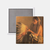 Old War Bonnet von Joseph Henry Sharp Magnet (Vorderseite/Rückseite)