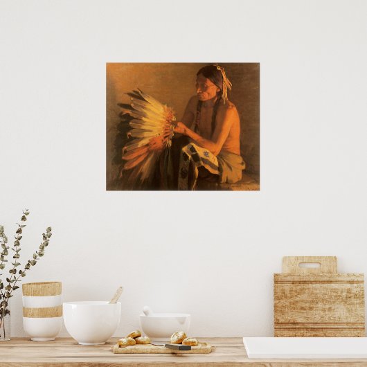 Old War Bonnet von Joseph Henry Sharp Poster (Küche)