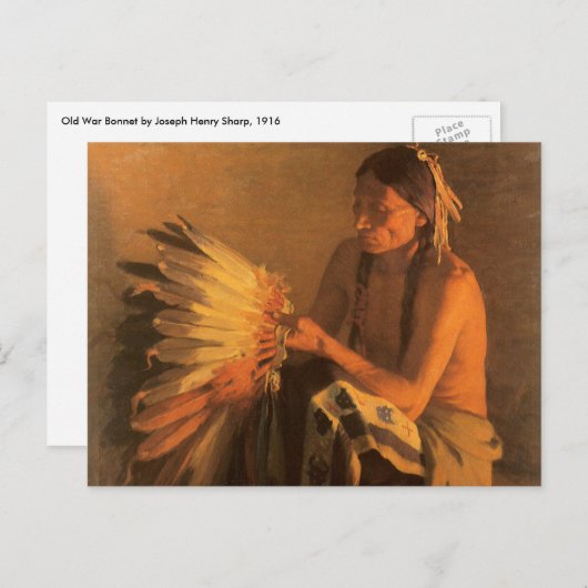 Old War Bonnet von Joseph Henry Sharp Postkarte (Vorne/Hinten)