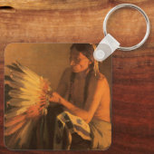 Old War Bonnet von Joseph Henry Sharp Schlüsselanhänger (Rückseite)