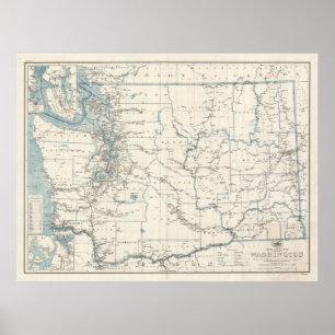 Old Washington Staat Map (1925) Poster
