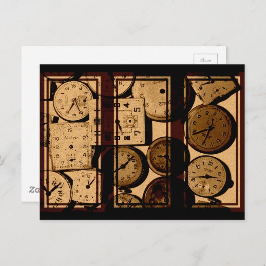 Old Watch Triptych Postkarte (Vorne/Hinten)