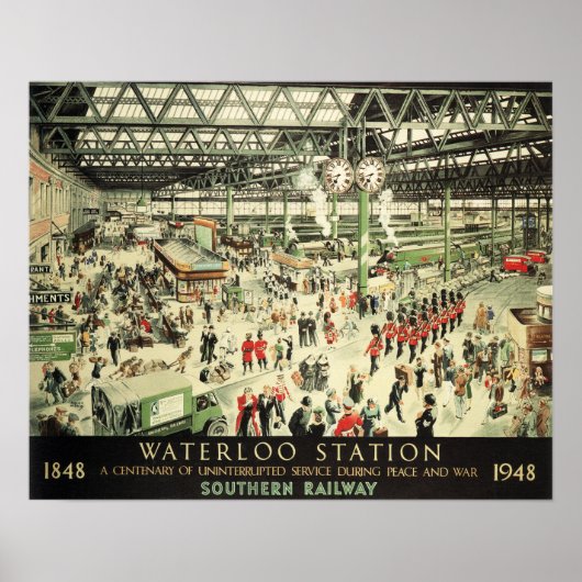 Old Waterloo Station Südliches Bahnhofsvorort Werb Poster (Vorne)