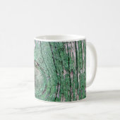 Old Weathered Painted Green Wood Background Textur Kaffeetasse (VorderseiteRechts)