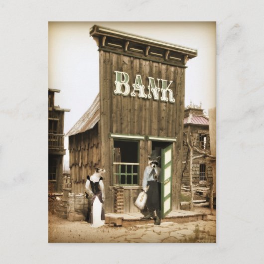 Old West Bank Robbery Postkarte (Vorderseite)