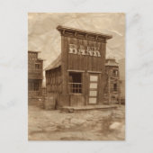 Old West Bank Sepia Postkarte (Vorderseite)