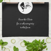 Old West Black Rooster Silhouette Monogram Foto Geschirrtuch (Gefaltet)