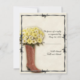 Old West Boot Bouquet 1 Response Card RSVP Karte