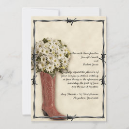 Old West Boot Bouquet verblasst 2 Hochzeit Einladu Einladung